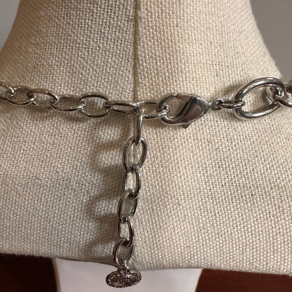 R.J. Graziano Frosted Lucite Chain Links Necklace Statement Jewelry White Silver - Picture 14 of 15